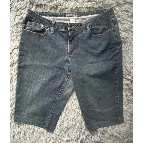 St John Bay Blue Denim Capri Jeans Size 14 - Picture 1 of 3
